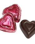 Madelaine Burgundy Foiled High Cocoa Content Dark Chocolate Hearts: 5LB Bag