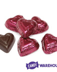 Madelaine Burgundy Foiled High Cocoa Content Dark Chocolate Hearts: 5LB Bag