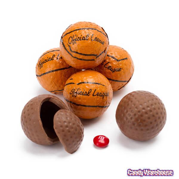 Madelaine Foiled Milk Chocolate 1.5-Inch Sports Balls Candy - Basketballs: 36-Piece Tub - Candy Warehouse