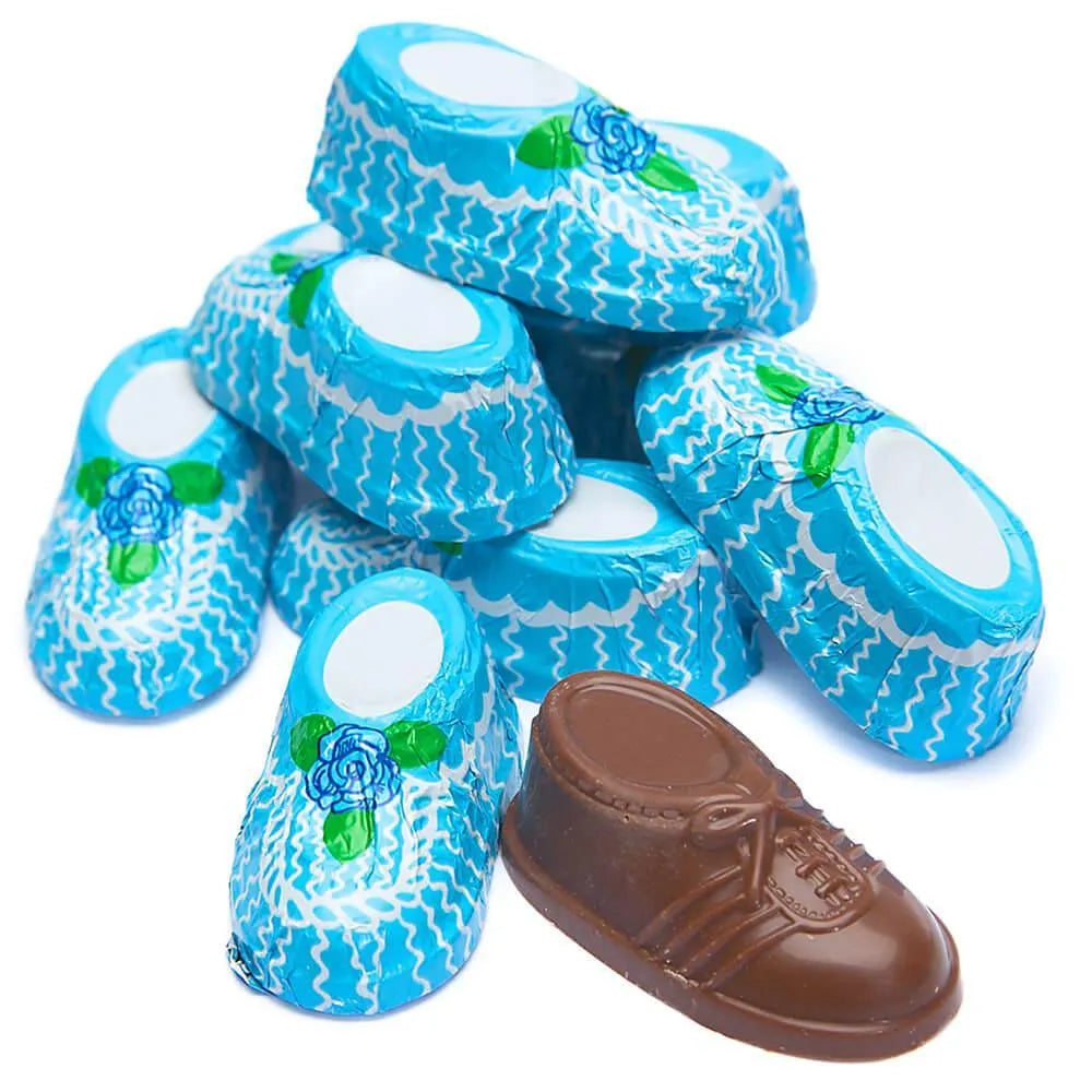 Madelaine Foiled Milk Chocolate Baby Booties Boy: 64-Piece Box