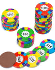 Madelaine Foiled Milk Chocolate Poker Chips - Assorted: 10LB Case