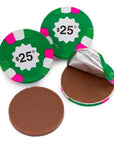 Madelaine Foiled Milk Chocolate Poker Chips - $25 Green: 5LB Bag
