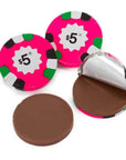 Madelaine Foiled Milk Chocolate Poker Chips - $5 Pink: 5LB Bag