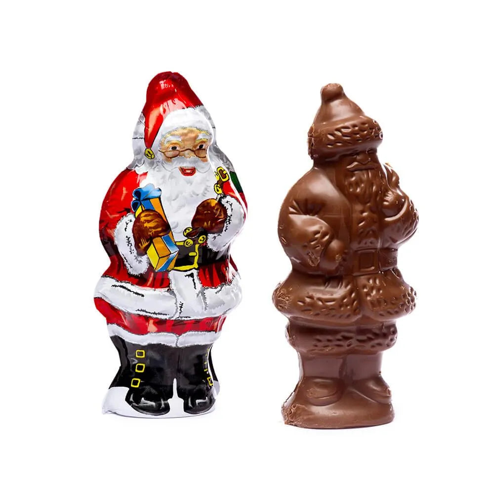 Madelaine Foiled Semi-Solid Milk Chocolate Santas: 12-Piece