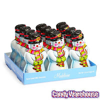 Madelaine Foiled Semi-Solid Milk Chocolate Snowmen: 12-Piece Display - Candy Warehouse