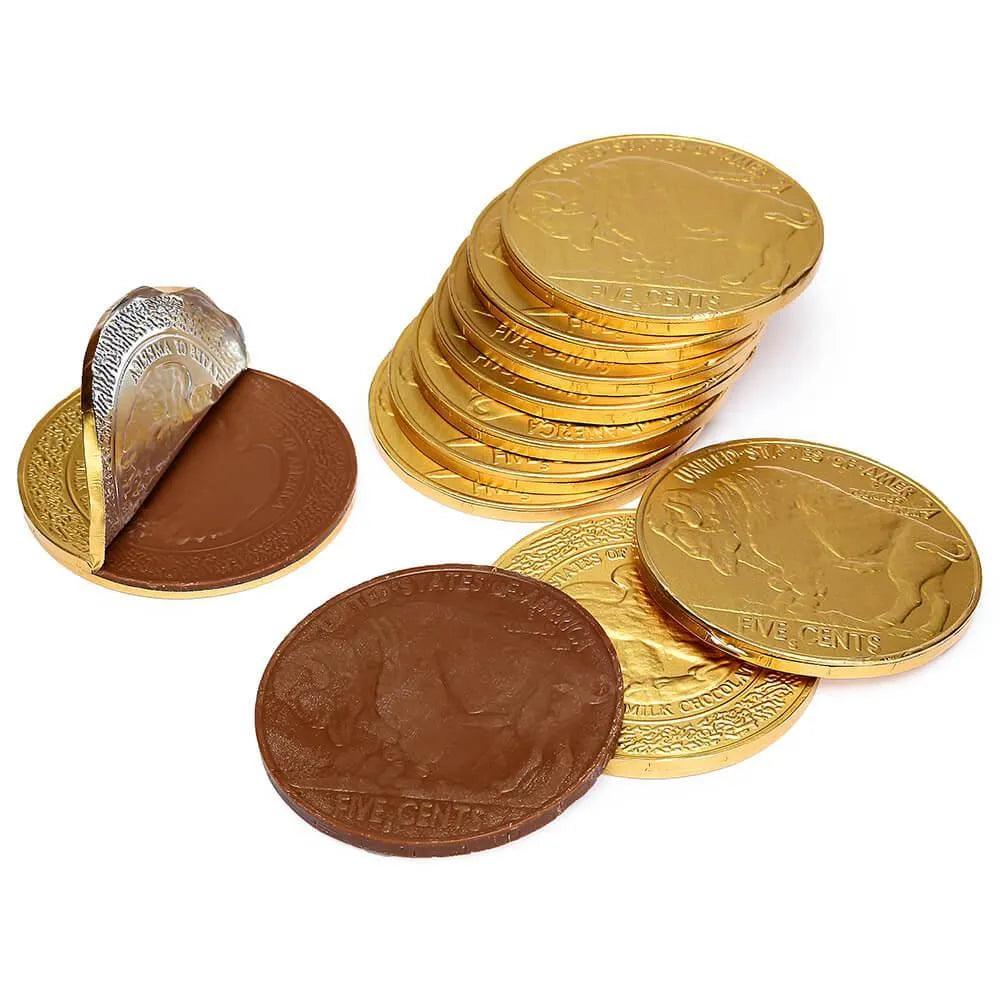 Madelaine Gold Foiled Buffalo Giant Milk Chocolate Coins 60Piece Box