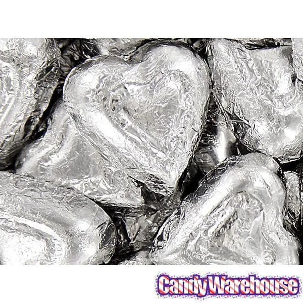 Madelaine Silver Foiled Milk Chocolate Hearts: 5LB Bag – Candy