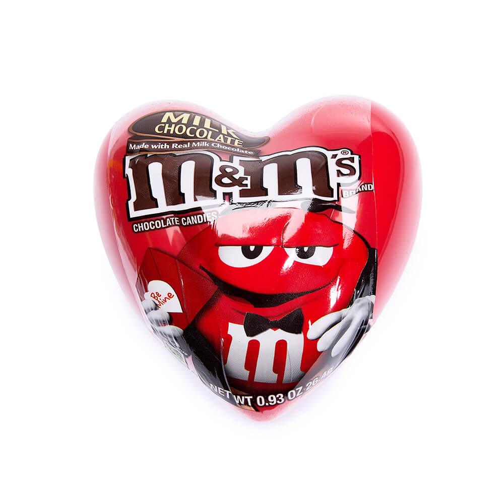 M&M's Candy Filled Valentine Heart Tins: 12-Piece Display - Candy Warehouse