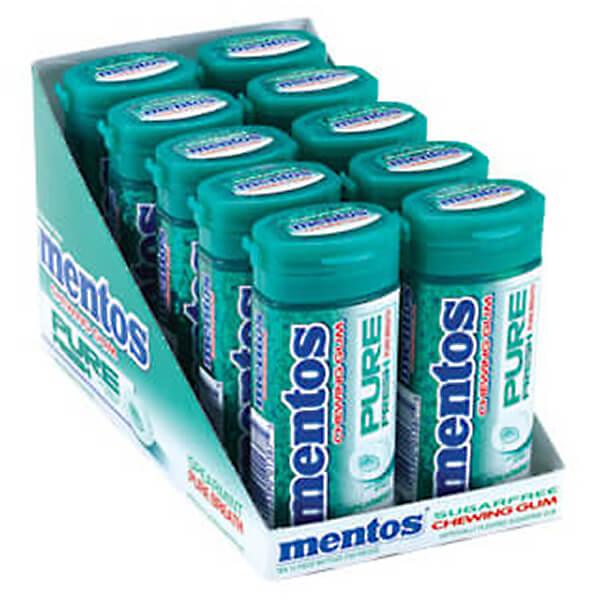 Mentos Pure Fresh Sugar Free Chewing Gum Packs - Spearmint: 10-Piece Box - Candy Warehouse