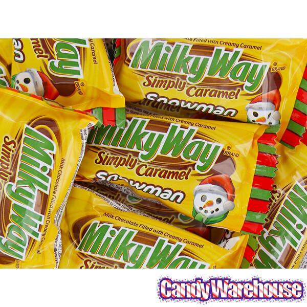Milky Way Simply Caramel Snowman Christmas Candy Bars: 24-Piece Box - Candy Warehouse
