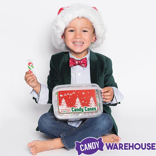 Mini Candy Canes - Red, Green, and White: 100-Piece Tub - Candy Warehouse