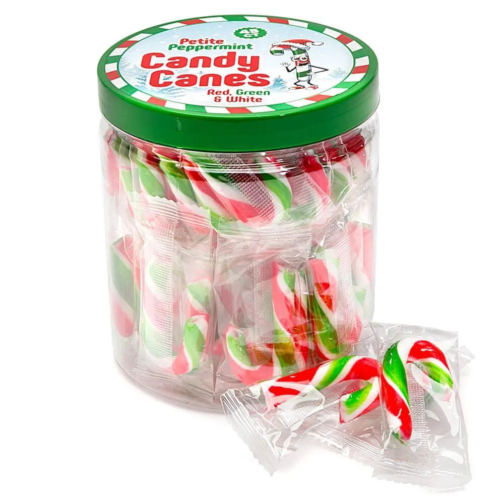 Mini Candy Canes - Red, Green, and White: 45-Piece Jar – Candy