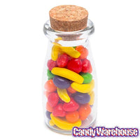 Mini Glass Favor Jars - 3-Ounce Milk Bottle with Cork Stopper: 12-Piece Set - Candy Warehouse