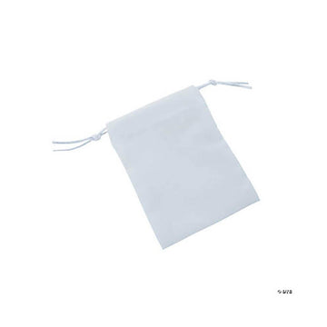 Mini White Cotton Drawstring Treat Bags: 12-Piece Bag - Candy Warehouse