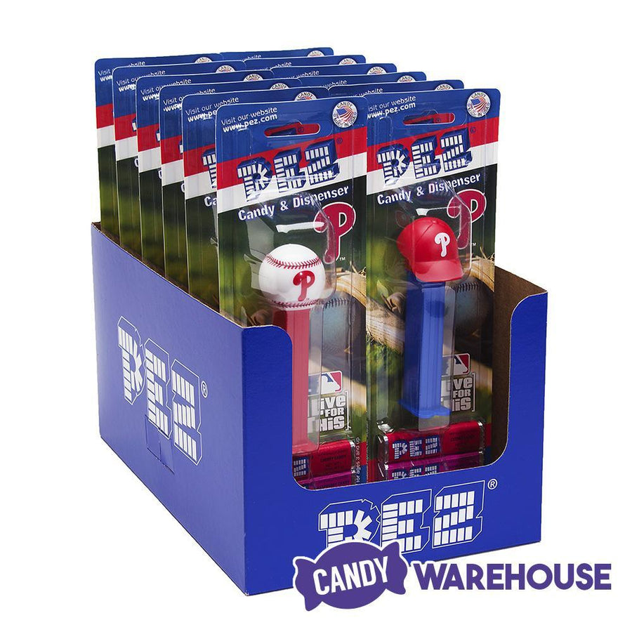 MLB Team Baseball PEZ Candy Packs - Philadelphia Philles: 12-Piece Box - Candy Warehouse