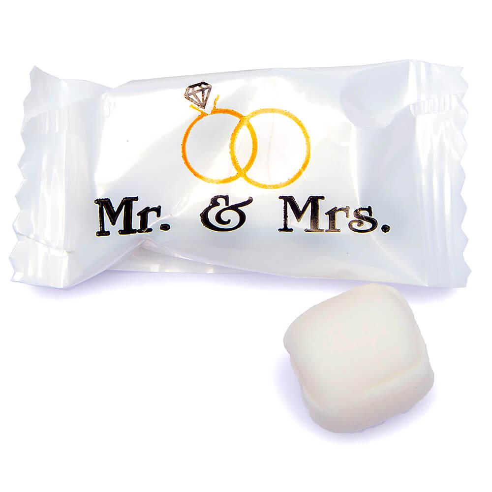 Mr. & Mrs. Wedding Theme Wrapped Buttermint Creams: 300-Piece Case - Candy Warehouse