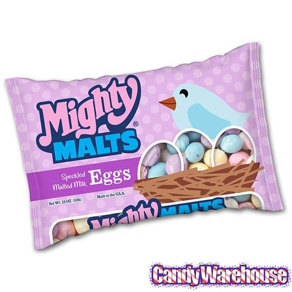 Necco Mighty Malts Speckled Malted Milk Eggs: 18-Ounce Bag - Candy Warehouse