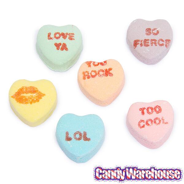 Necco Sweethearts Tiny Conversation Candy Hearts - Sour Flavors: 32LB Case - Candy Warehouse