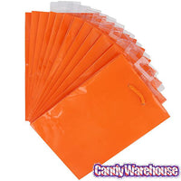 Orange Glossy Candy Bags with Handles - Small: 12-Piece Pack - Candy Warehouse