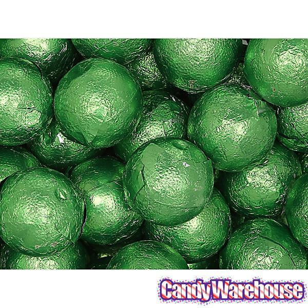 Palmer Foiled Caramel Filled Chocolate Candy Balls - Kiwi Green: 5LB Bag - Candy Warehouse