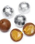 Palmer Foiled Caramel Filled Chocolate Candy Balls - Silver: 5LB Bag