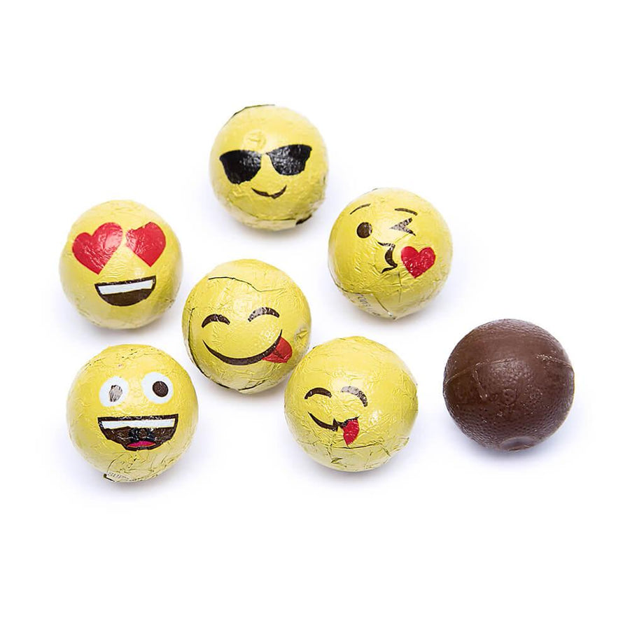 Palmer Love Xpressions Valentine Emojis Foiled Chocolate Balls: 15-Ounce Bag - Candy Warehouse
