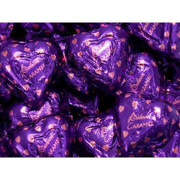 Palmer Purple Foiled Caramel Filled Milk Chocolate Hearts: 4LB Bag - Candy Warehouse
