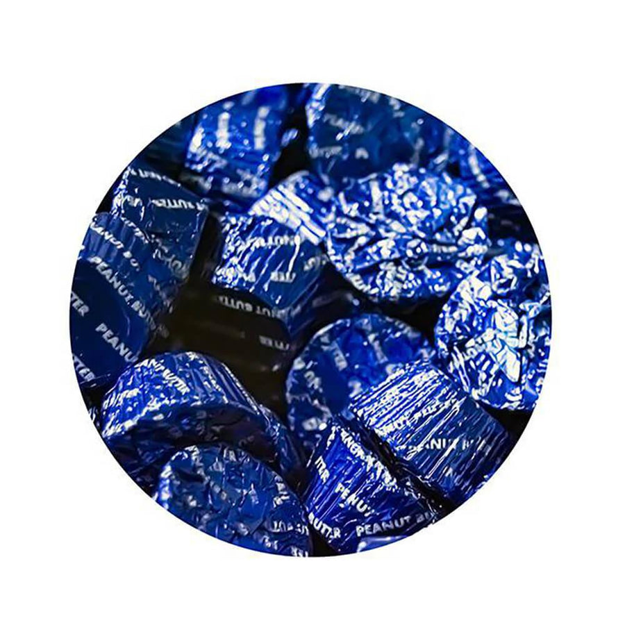 Palmer Royal Blue Foiled Peanut Butter Cups: 4LB Bag - Candy Warehouse