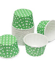 Paper 4-Ounce Candy Cups - Dark Green Polka Dots: 25-Piece Pack