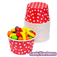 Paper 4-Ounce Candy Cups - Red Polka Dots: 25-Piece Pack - Candy Warehouse