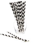 Paper 7.75-Inch Drinking Straws - Black Stripes: 25-Piece Pack