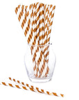 Paper 7.75-Inch Drinking Straws - Brown Stripes: 25-Piece Pack