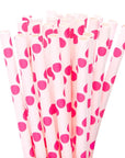 Paper 7.75-Inch Drinking Straws - Bubblegum Pink Polka Dots: 25-Piece Pack