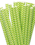 Paper 7.75-Inch Drinking Straws - Jasmine Green Chevron Stripes: 25-Piece Pack