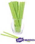 Paper 7.75-Inch Drinking Straws - Jasmine Green Chevron Stripes: 25-Piece Pack