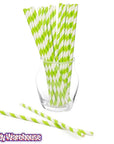 Paper 7.75-Inch Drinking Straws - Jasmine Green Stripes: 25-Piece Pack