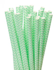 Paper 7.75-Inch Drinking Straws - Mint Green Chevron Stripes: 25-Piece Pack