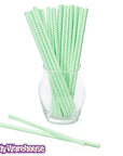Paper 7.75-Inch Drinking Straws - Mint Green Chevron Stripes: 25-Piece Pack