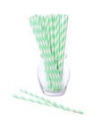 Paper 7.75-Inch Drinking Straws - Mint Green Stripes: 25-Piece Pack