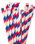 Paper 7.75-Inch Drinking Straws - Red White and Blue Stripes: 25-Piece Pack