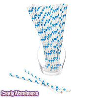 Paper 7.75-Inch Drinking Straws - Royal Blue Polka Dots: 25-Piece Pack - Candy Warehouse