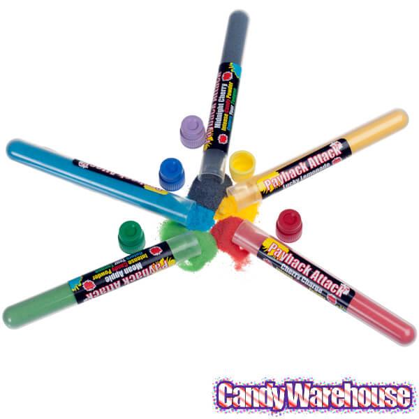 Payback Attack Sour Powder Candy Test Tubes: 35-Piece Tub - Candy Warehouse