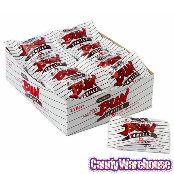 Pearson's Bun Bars - Vanilla & Roasted Peanuts: 24-Piece Box - Candy Warehouse