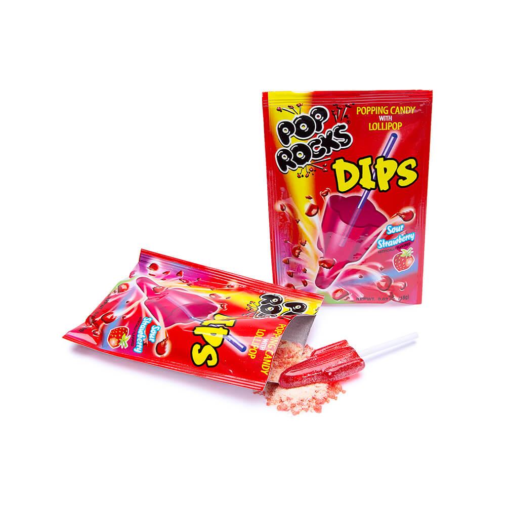 Pop Rocks Dips Candy Packs - Sour Strawberry: 18-Piece Box - Candy Warehouse