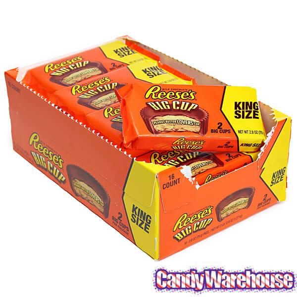 Reese's Peanut Butter Cups, Chocolate Candy, Big Cup, King Size (Pack of 16)