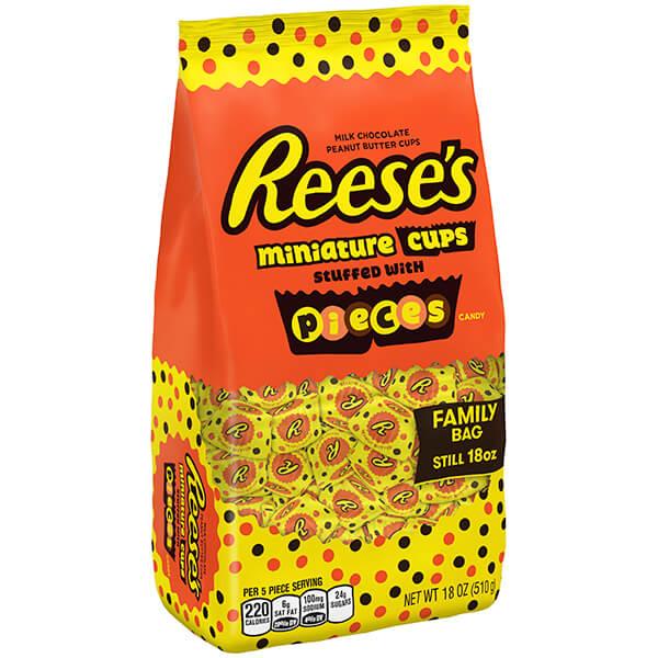 Reese's Peanut Butter Cups Miniatures Stuffed with Reese's Pieces: 18-Ounce Bag - Candy Warehouse