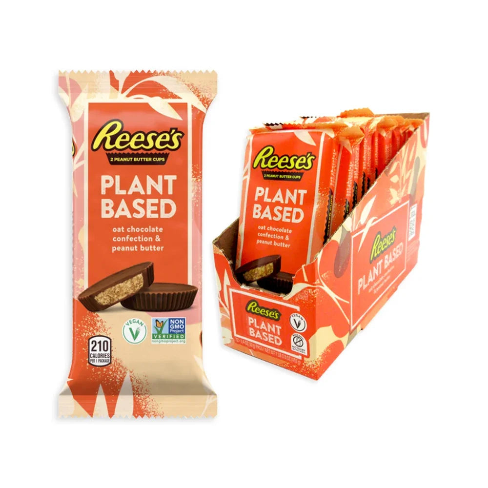 REESE'S Plant Based Oat Chocolate Confection Peanut Butter Cups, Candy Packs, 1.4 oz (12 Count)