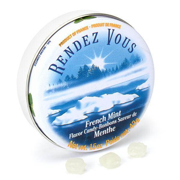 Rendez Vous Mini Bon Bons Tins - French Mint: 12-Piece Box - Candy Warehouse