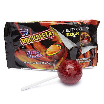Rockaleta Gum Centered Chili Lollipops: 30-Piece Display - Candy Warehouse