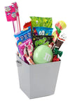 Silver Cardboard Buckets with Ribbon Handles: 6-Piece Set